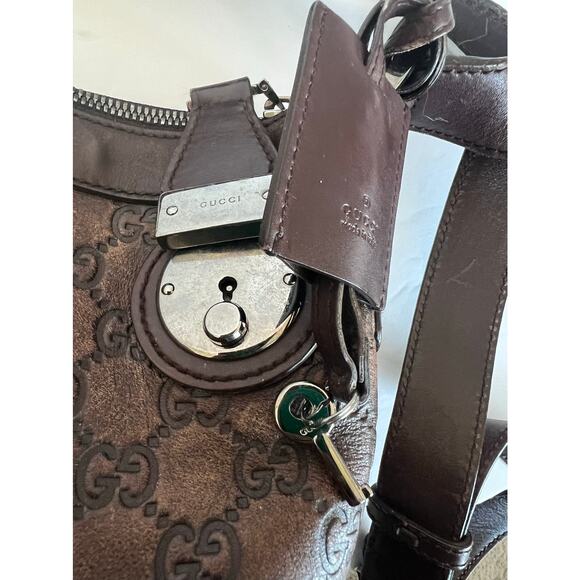 GUCCI Guccissima Unisex Shoulder Crossbody Bag Brown Leather GG Monogram - Picture 9 of 15